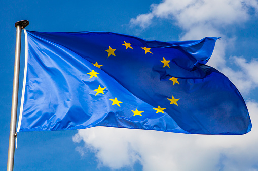 The flag of the European Union.
